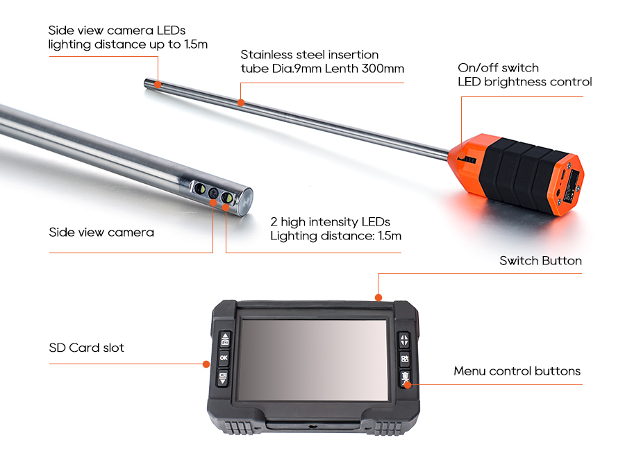 20M USB Endoscope, 720P Waterproof Camera LED Lights Waterproof Endoscope  Inspection Camera with Flexible Insertion Tube for Pipe Car Inspection